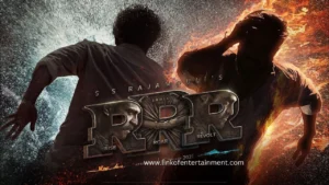 RRR movie review poster featuring Ram Charan and N.T. Rama Rao Jr.